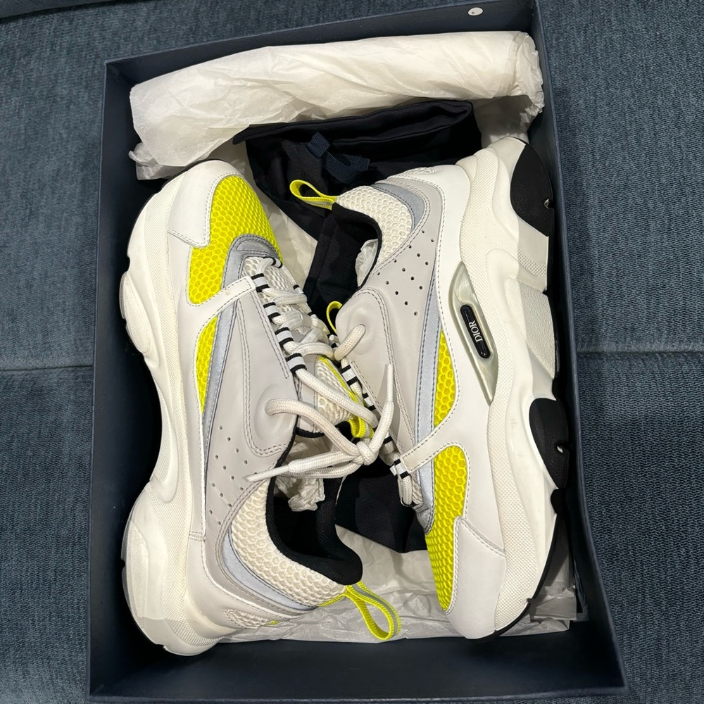 100% Authentic Dior Men's Sneakers - White and Yellow - Picture 2 of 7